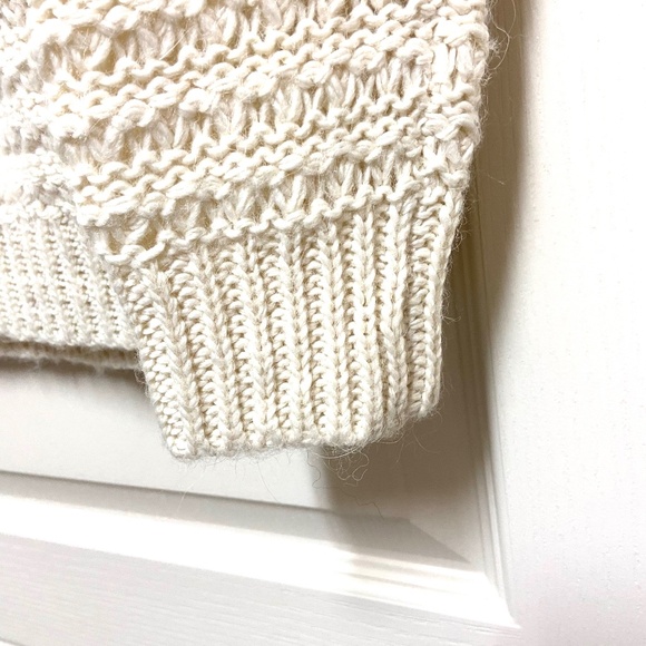 Lauren Ralph Lauren Alpaca Blend Open Knit Sweater L Cream Textured Pullover - Picture 6 of 9